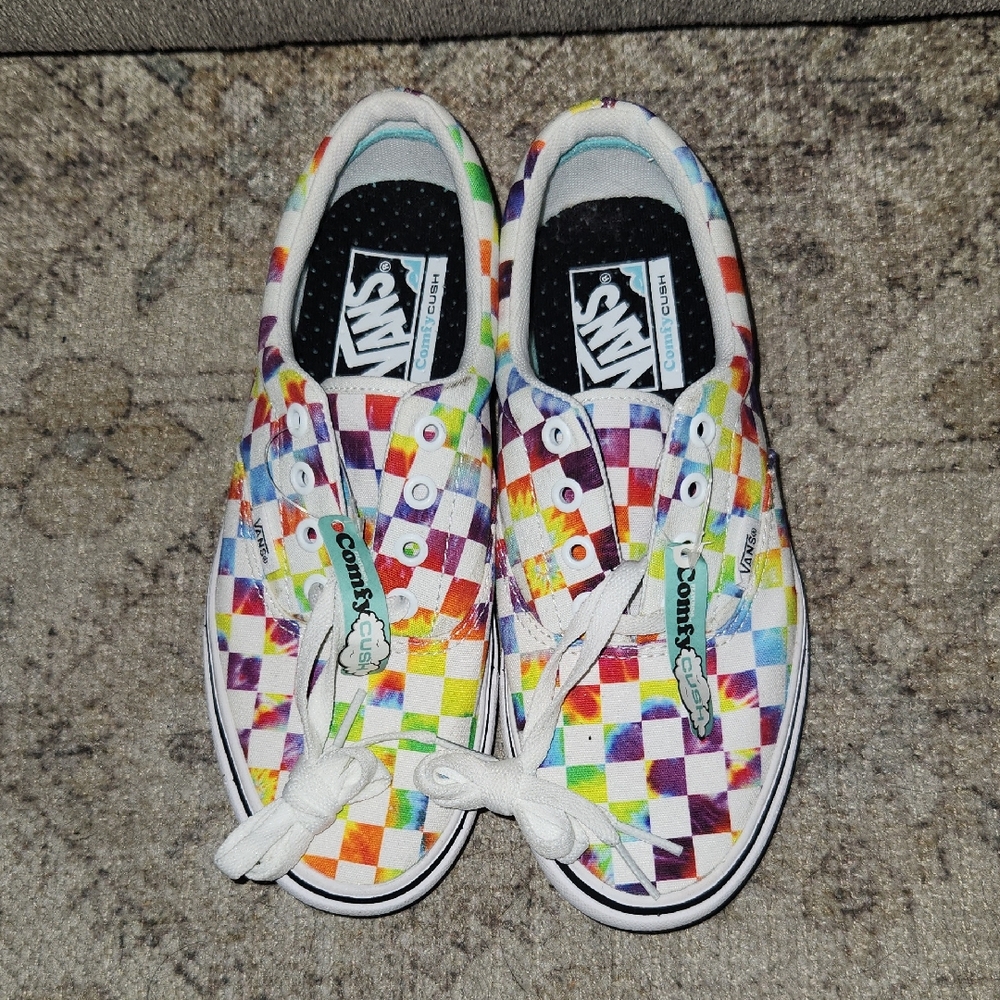 Vans Comfy Cush Checkerboard Rainbow Canvas Sneakers